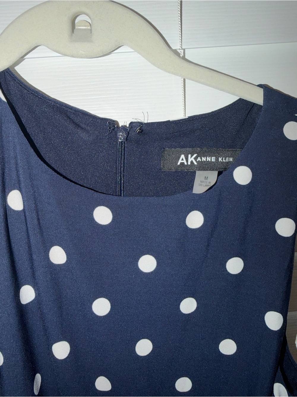 Anne Klein Navy and White Polka Dot Sleeveless Midi Dress - Picture 2 of 2